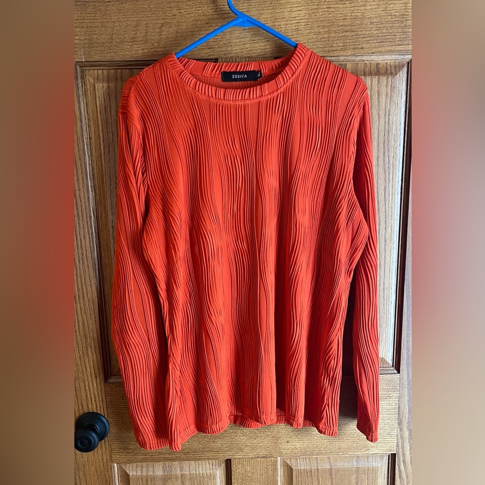Orange Top XL Zesica Polyester Long Sleeve Pullover